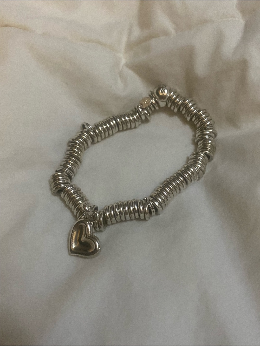 Links of London Silver Heart Charm Stretch Bracelet - Women Jewelry